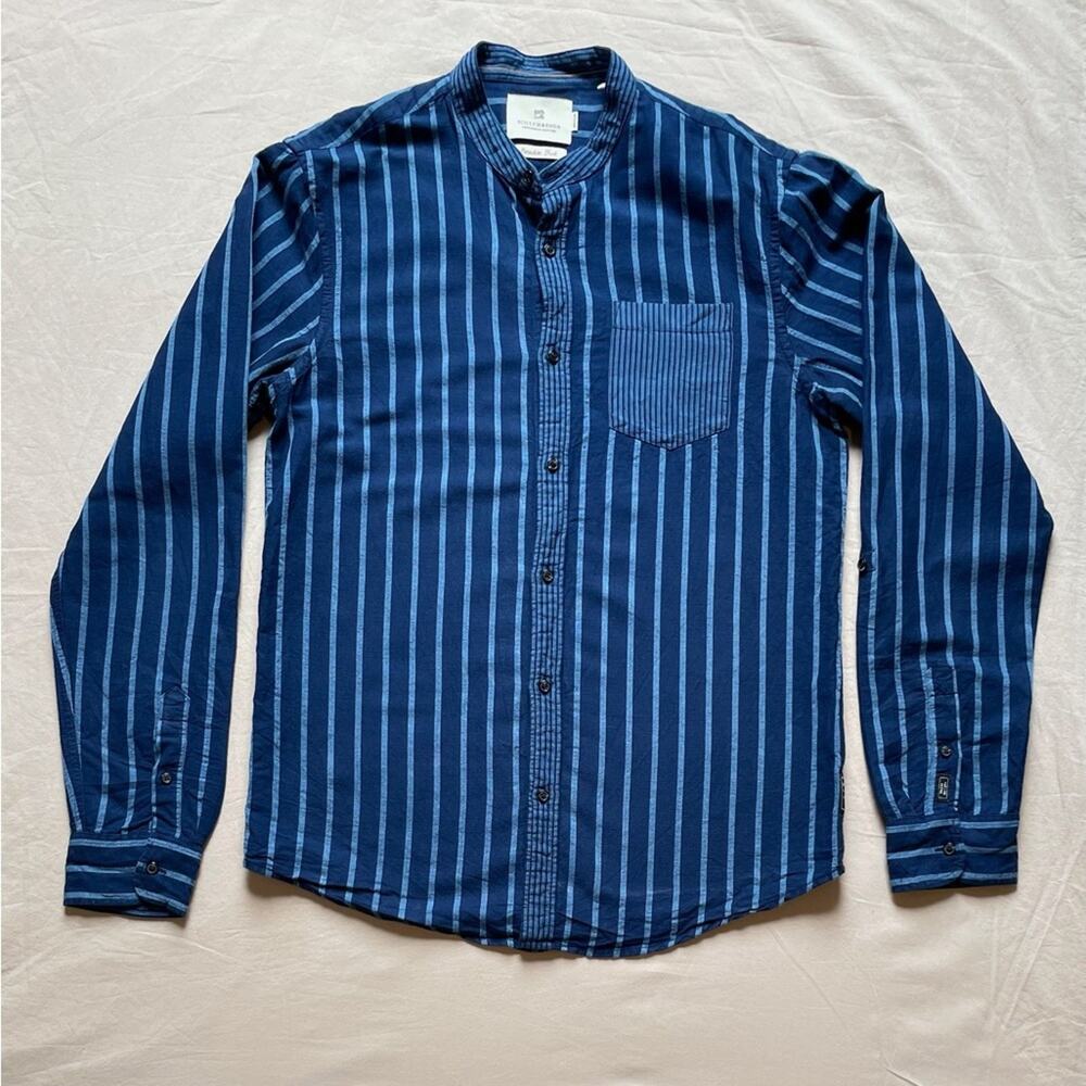 Scotch and Soda Blue Striped Long Sleeve Button Down Paradise Shirt Size Medium
